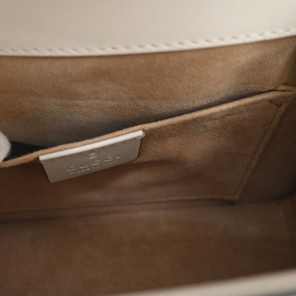 GUCCI Logo Sylvie 2Way Mini Shoulder Hand Bag Leather White Italy 660RJ172 - Picture 12 of 16